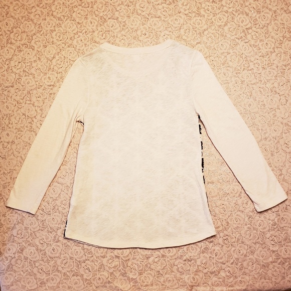 J.Crew Cream w/black embroidery Long sleeve Top. S - Picture 5 of 5